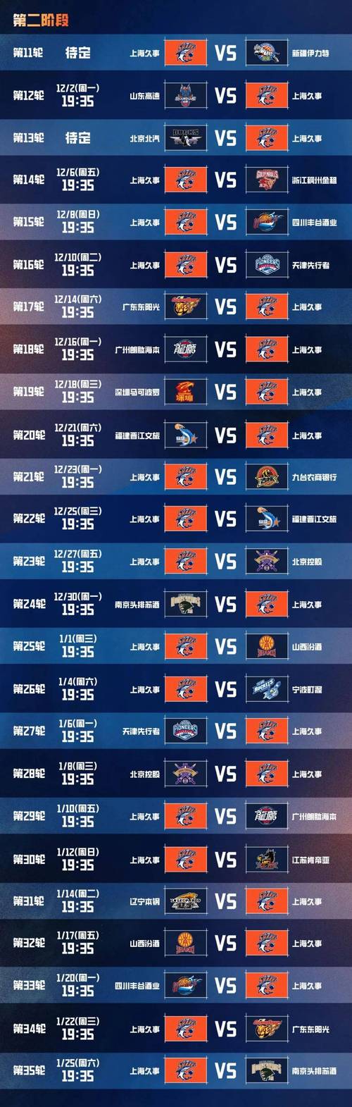 cba上海赛程表