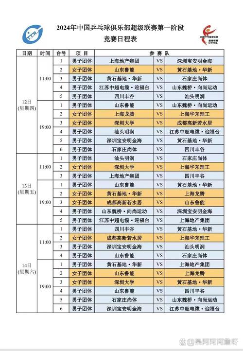 中超联赛日程表