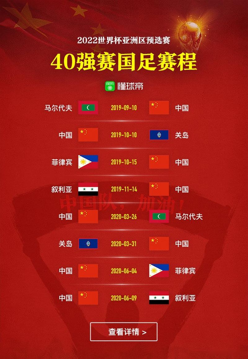 世界杯40强预选赛赛程