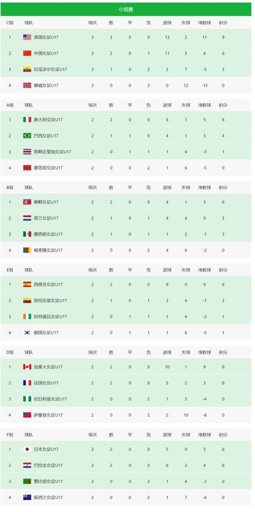 世界杯 预选赛 积分榜